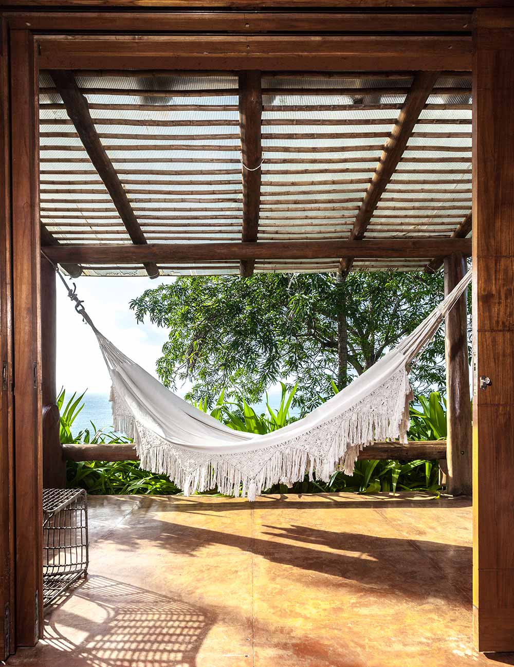 macrame hammock in terrace