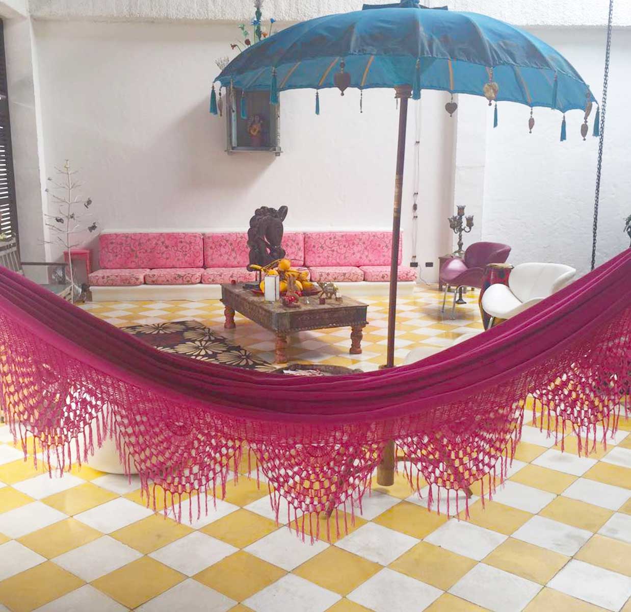 pink indoor hammock